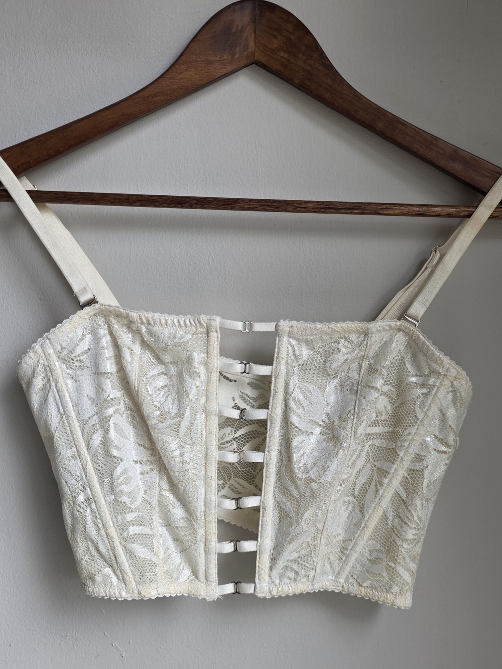 Victoria's Secret Cream Lace Bustier Crop Top